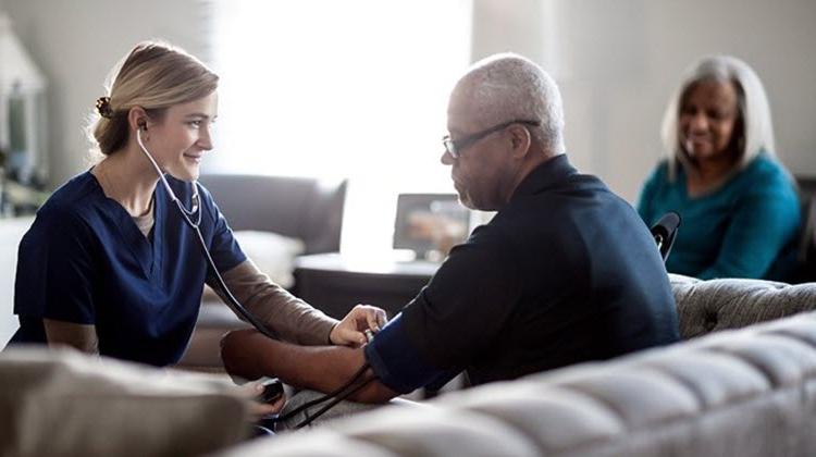 Man in retirement receiving healthcare.